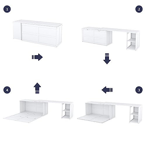 Queen Size Murphy Bed with Cabinet and LED Lights P178570