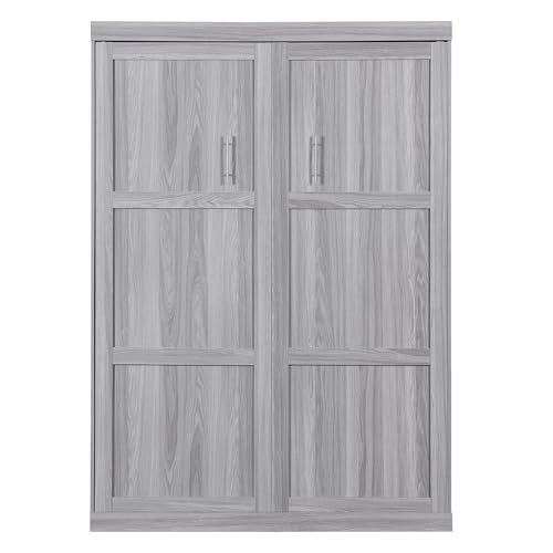 Murphy Bed Chest with Shelves, Foldable Wood Platform Bed Frame I45495
