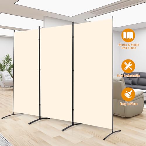 Room Divider Screen 3 Panel Folding Partition with Metal Frame, Grey M4968