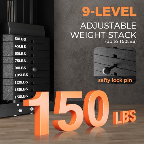 Home Gym Equipment with 150LBS Weight Stack and Pulley System R3045