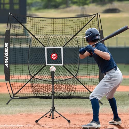 Baseball Softball Practice Net with Batting Tee and Strike Zone Target D632881