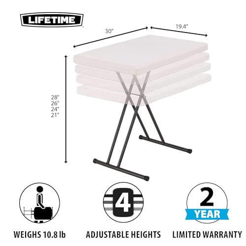 4-Foot Commercial Adjustable Folding Table, Almond E21012