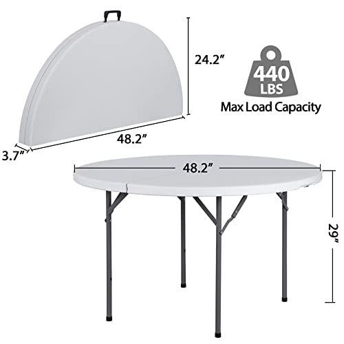 Portable 4 Foot Plastic Folding Table, Indoor Outdoor Heavy Duty, White R80992