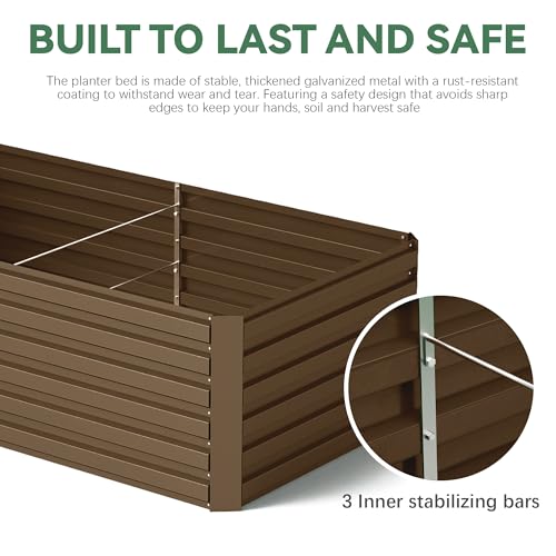 Galvanized Raised Garden Bed 8x4x2ft, Large Metal Planter Box for Vegetables, Flowers, Herbs J9369
