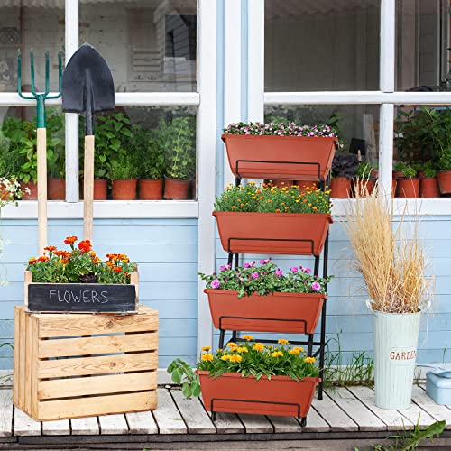 Raised Garden Bed 4 Tier Vertical Planter with Legs for Indoor Outdoor Use V653