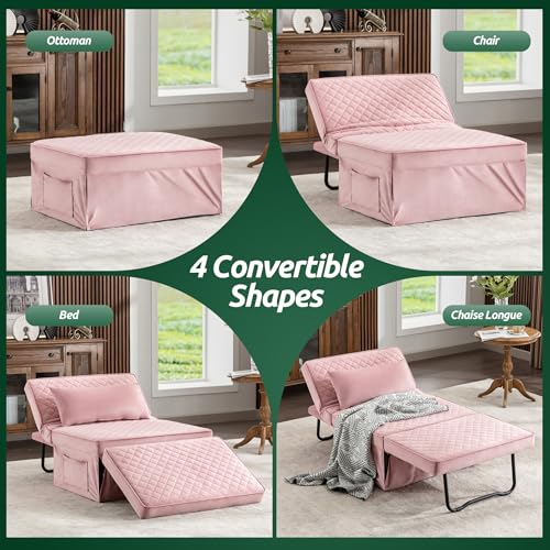 Sofa Bed Folding Ottoman Couch with Adjustable Backrest, Dark Grey C9023