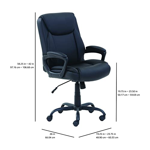 Mid-Back Padded Office Desk Chair with Armrest, Black W8120