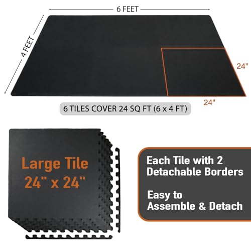 Exercise Mats 24 Sq Ft Interlocking EVA Foam for Home Gym I7577