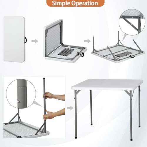 Portable 4 Foot Plastic Folding Table, Indoor Outdoor Heavy Duty, White R80992