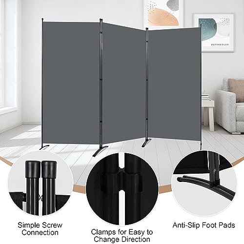 4 Panel Folding Room Divider Privacy Screen with Steel Frame P539789