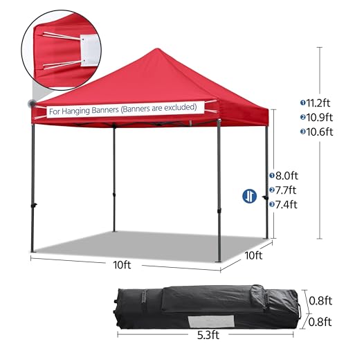 Heavy Duty Pop Up Canopy Tent 10x20 with Wheeled Carry Bag, White X6840