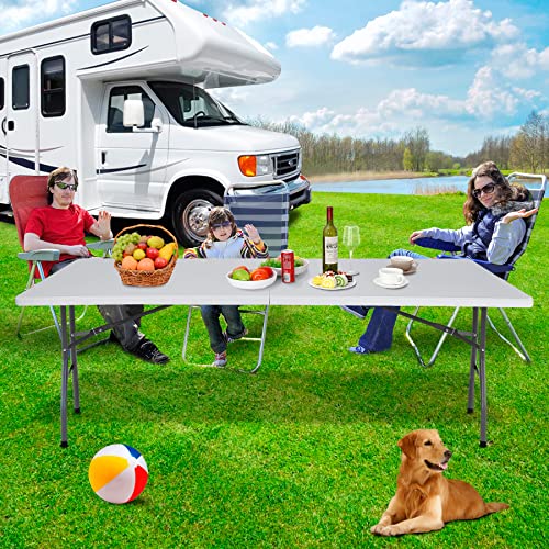 Portable 4 Foot Plastic Folding Table, Indoor Outdoor Heavy Duty, White R80992