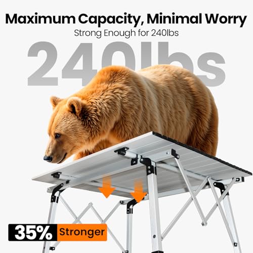 Portable Folding Camping Table with Adjustable Legs, Lightweight Aluminum K894