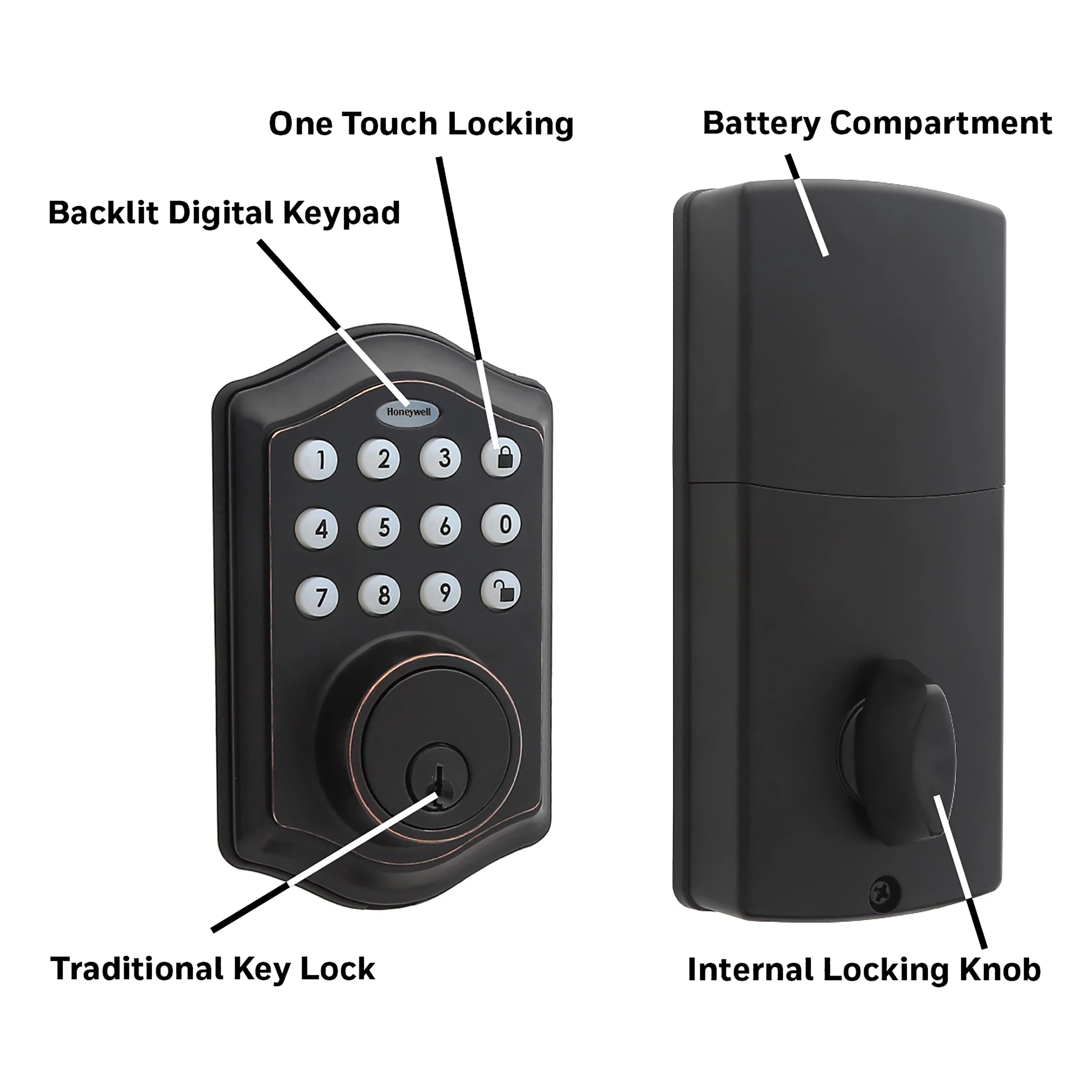 Electronic Entry Deadbolt with Keypad, Oil Rubbed Bronze J7444