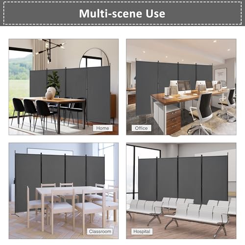 3 Panel Room Divider Folding Partition Privacy Screen, Freestanding Fabric Panel, 102" W x 71" H, Black V153