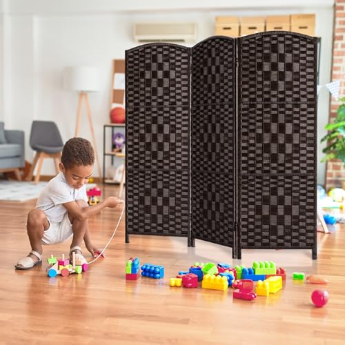 3 Panel Folding Room Divider, Privacy Screen, Dark Mocha S685