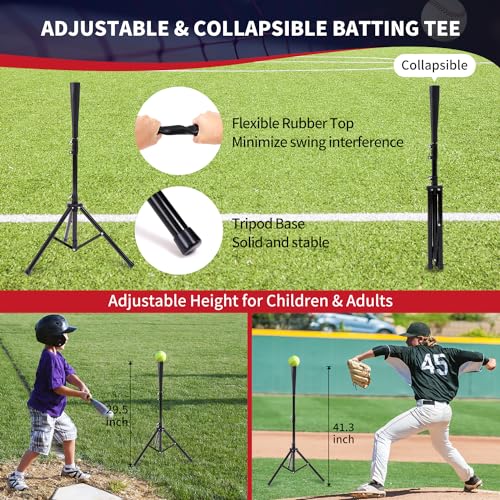 Baseball & Softball Practice Net with Bow Frame, Portable with Batting Tee and Carry Bag F660