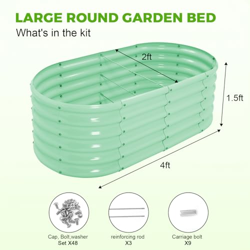 Galvanized Raised Garden Bed Kit, Oval Metal Planter Box for Vegetables E707229