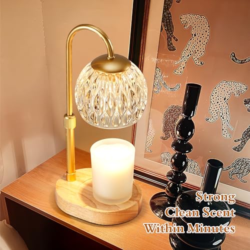 Candle Warmer Lamp with Timer and Dimmer, Adjustable Height, Gold J4263