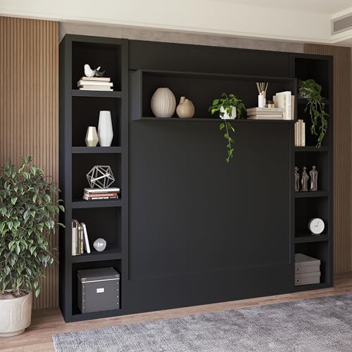 Queen Murphy Wall Bed with Two Bookshelves Y365306