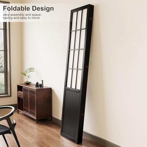 Japanese Shoji Folding Room Divider, 4 Panels, Black T762554