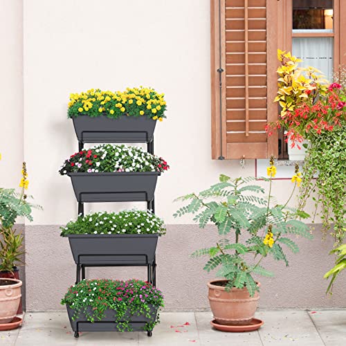 Raised Garden Bed 4 Tier Vertical Planter with Legs for Indoor Outdoor Use V653