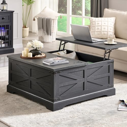 Farmhouse Lift Top Coffee Table with Storage, 36" Wood Square Center Table G51641