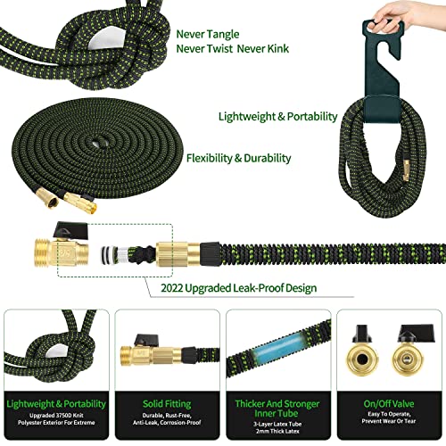 Expandable Garden Hose with Brass Fittings and Spray Nozzle T8330