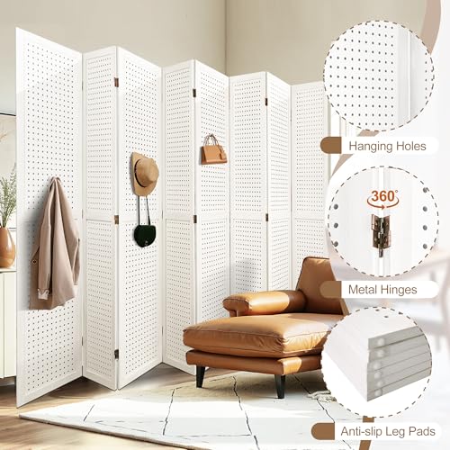 6 Panel Wooden Room Divider with Shelves B102027