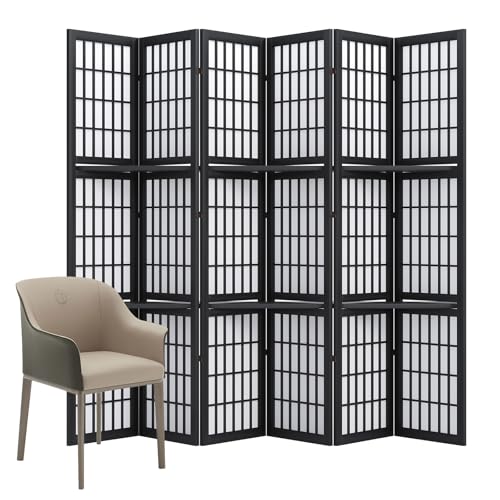 Japanese Shoji Folding Room Divider, 4 Panels, Black T762554