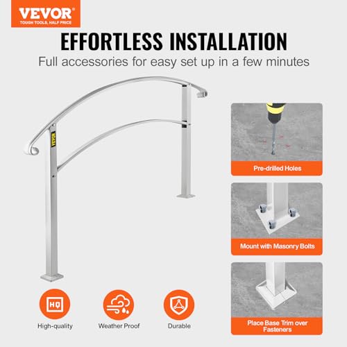 Outdoor Steps Handrail, Adjustable Metal Staircase Railing U1197