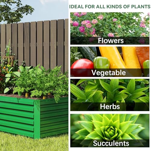 Galvanized Raised Garden Bed 8x4x2ft, Large Metal Planter Box for Vegetables, Flowers, Herbs J9369