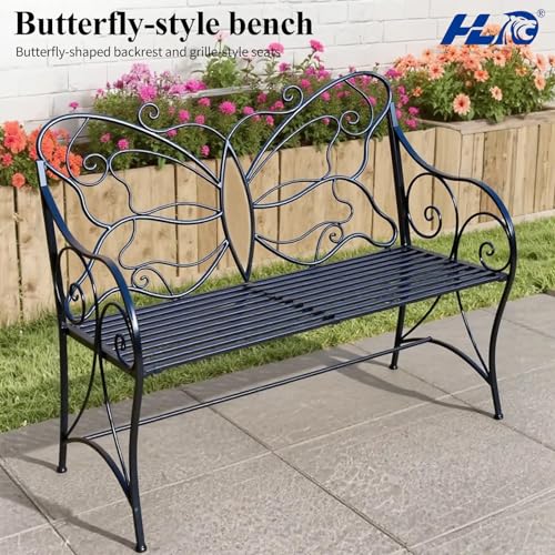 Outdoor Garden Bench Cast Iron with Armrests W9104