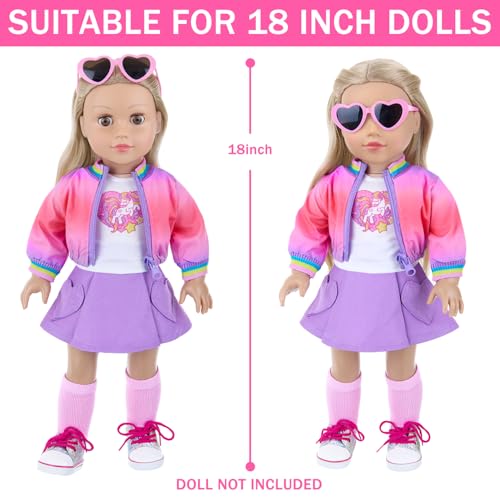 18 Inch Doll Clothes and Makeup Accessories Set with Rainbow Backpack W61542