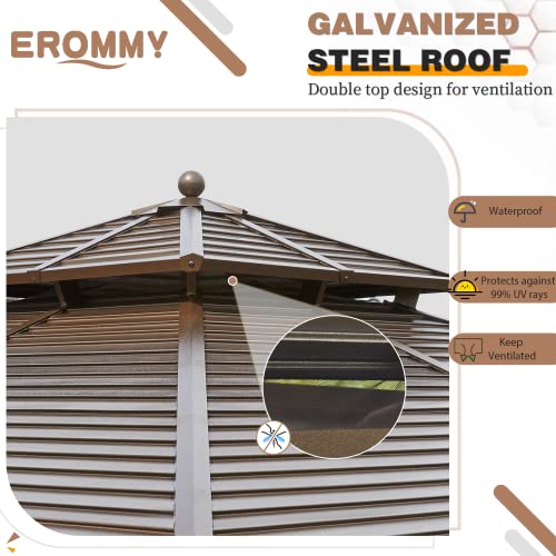 12x20 Hardtop Gazebo Double Roof Galvanized Steel Outdoor Aluminum Frame with Netting and Curtains M3306
