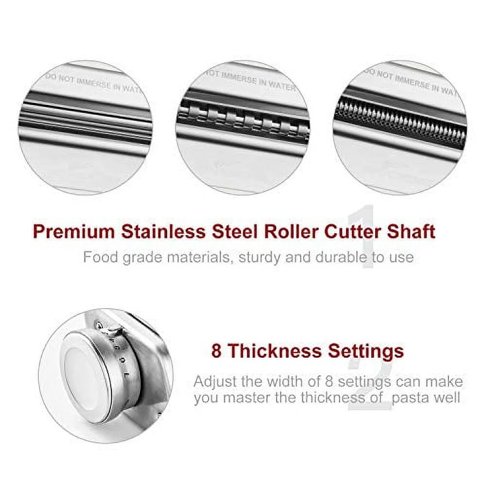Pasta Attachment for Stand Mixer, 3 Piece Stainless Steel Roller and Cutter Set I823