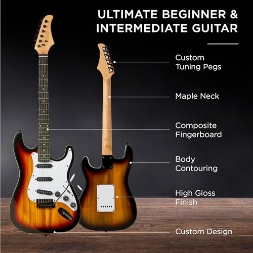 Beginner Electric Guitar Starter Kit with Case, Amp, and Accessories G63095
