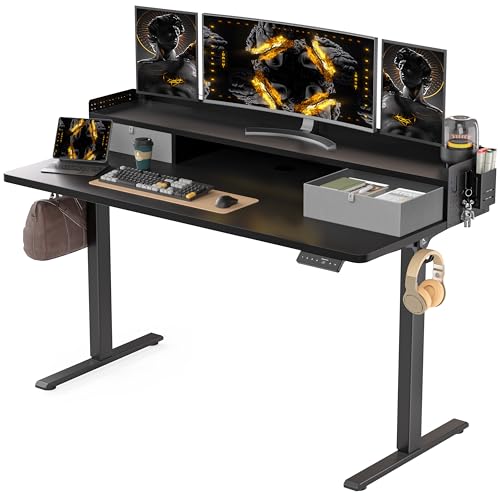 Electric Standing Desk with 2 Drawers, Height Adjustable for Home Office B137