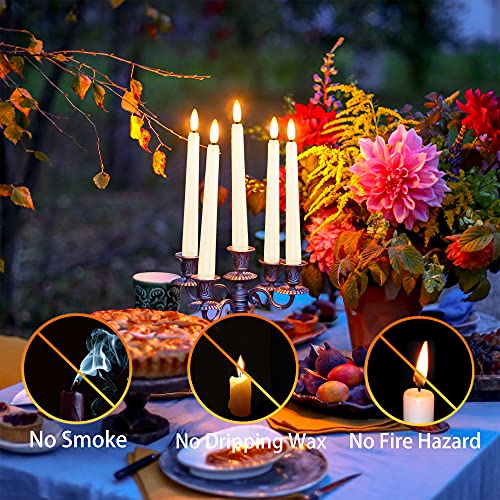 Flameless Taper Candles with Remote, Timer, and Gold Candlesticks I87215