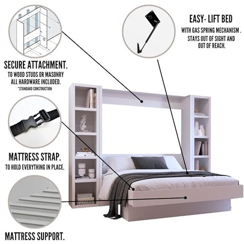 Queen Murphy Wall Bed with Two Bookshelves Y365306