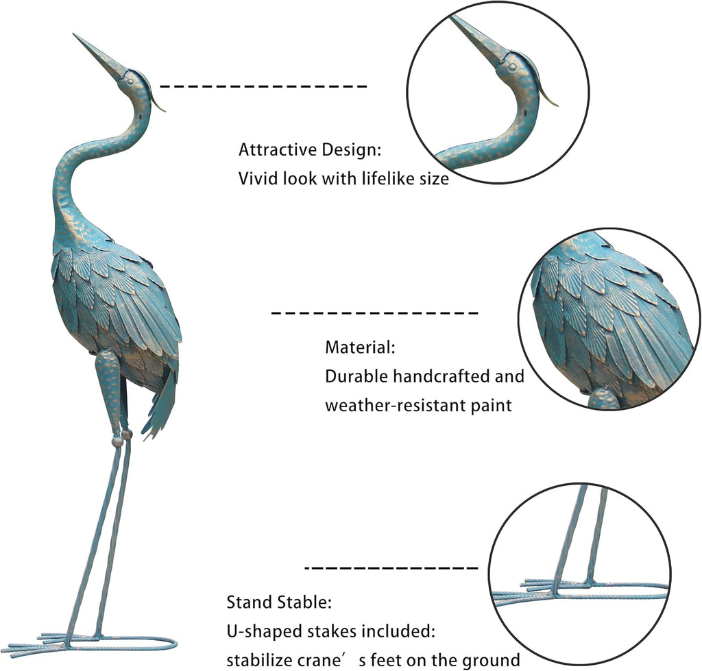 Metal Crane Garden Statue Décor, Set of 2, Outdoor Yard Art E696654