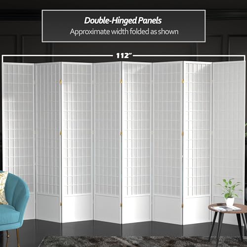 7 ft. Tall Window Pane Shoji Screen Room Divider, 3 Panels T5246
