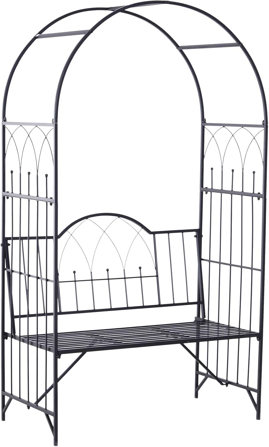 Metal Trellis Arbor Arch with Garden Bench for Climbing Plants F302771