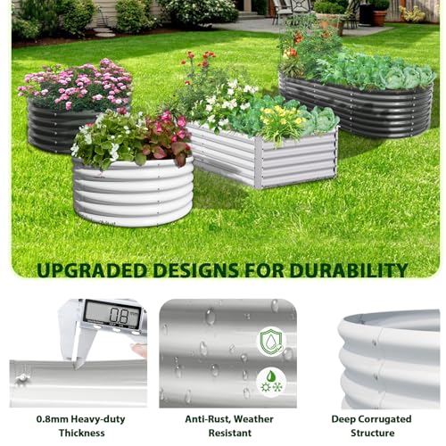 Galvanized Raised Garden Bed Oval Metal Planter Box for Vegetables Flowers A9593