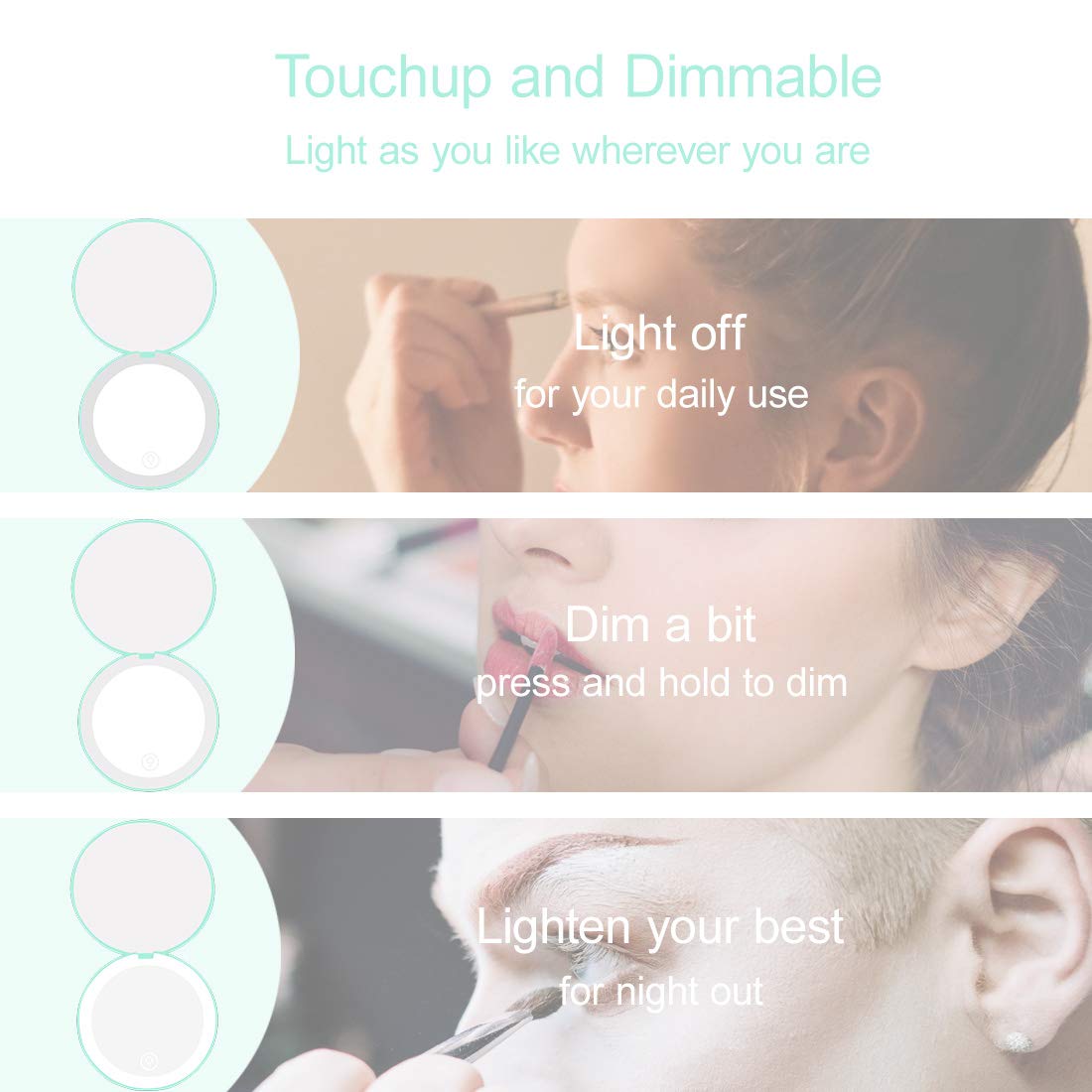 LED Light Compact Mirror with 10x Magnification and Tweezer Set J252029