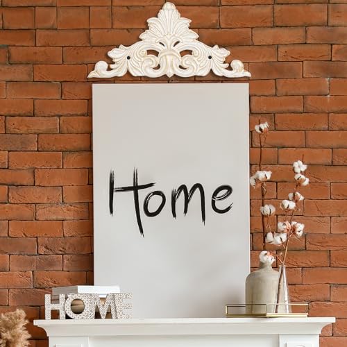 Victorian Cast Iron Wall Plaque, Antique White Fleur De Lis Metal Wall Art, 11.8 Inch X710795