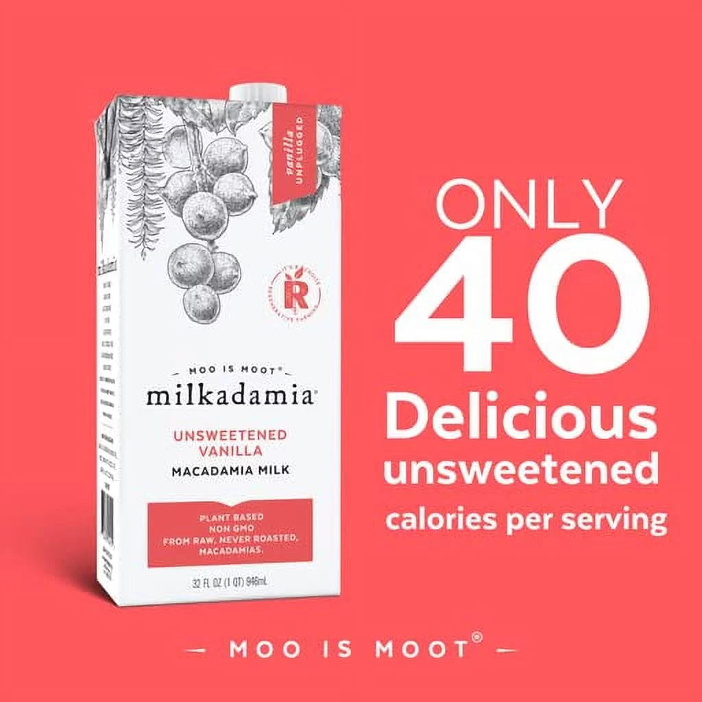Unsweetened Vanilla Macadamia Milk, 32 Fl Oz (Pack of 6) G21608