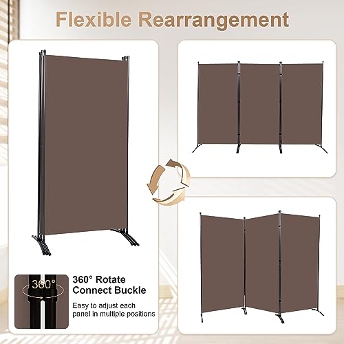 4 Panel Folding Room Divider Privacy Screen with Steel Frame P539789