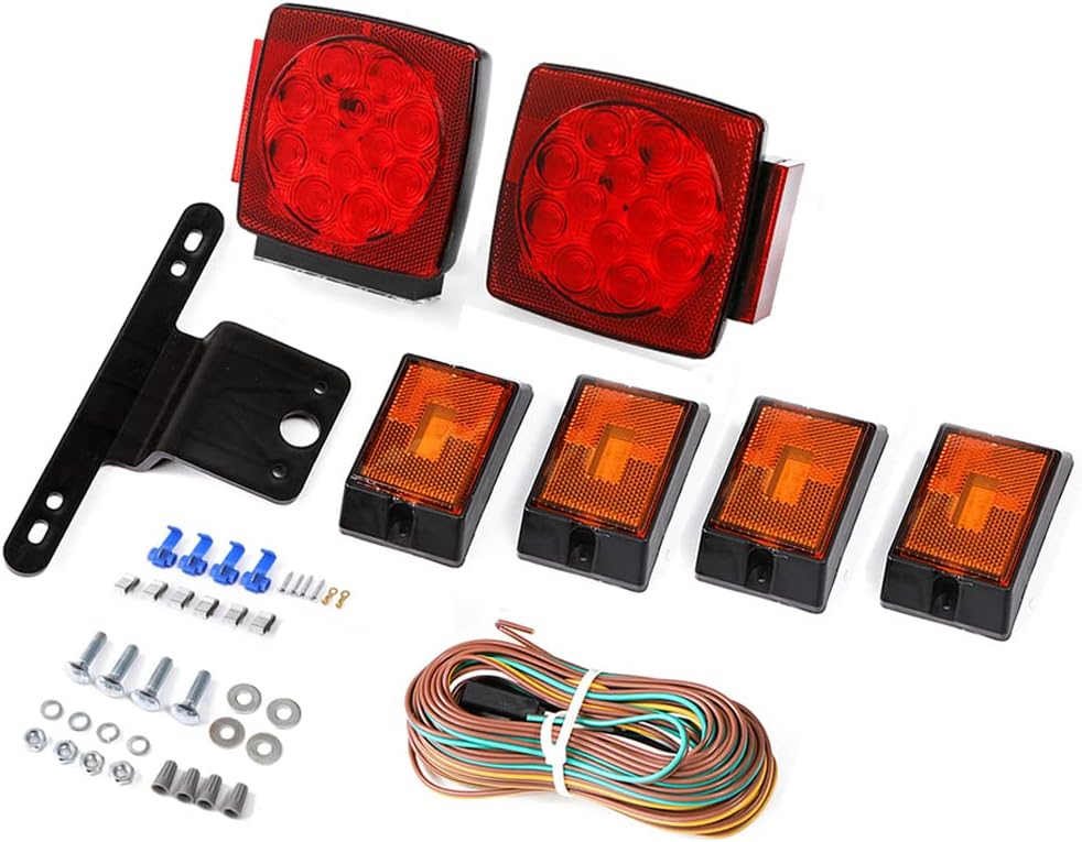 CZC AUTO 12V Submersible LED Trailer Tail Light Kit for Under 80 Inch Trailer Boat utility Trailer Waterproof (Trailer light kit)