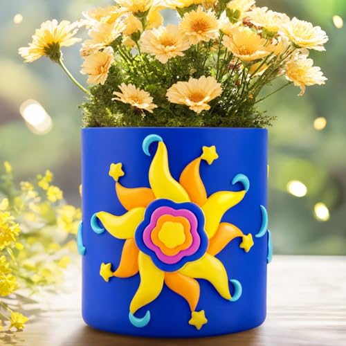 GUGUGO Sun Moon Colorful Planters, Funny Flower Pots with Drainage, Rainbow Small Planters Pots for Indoor Plants, Modern Home Decoration, Unique Gift for Plant Lover (Purple, 5 in)